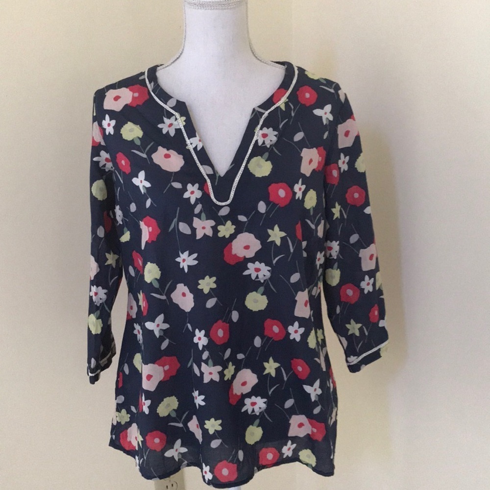 BODEN size 8 dark grey floral tunic cotton top